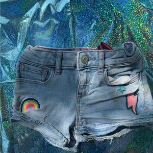 GAP Kids Denim Shorts with Rainbow and Lightning Bolt Patches